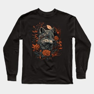 Cute Floral Wolf Long Sleeve T-Shirt